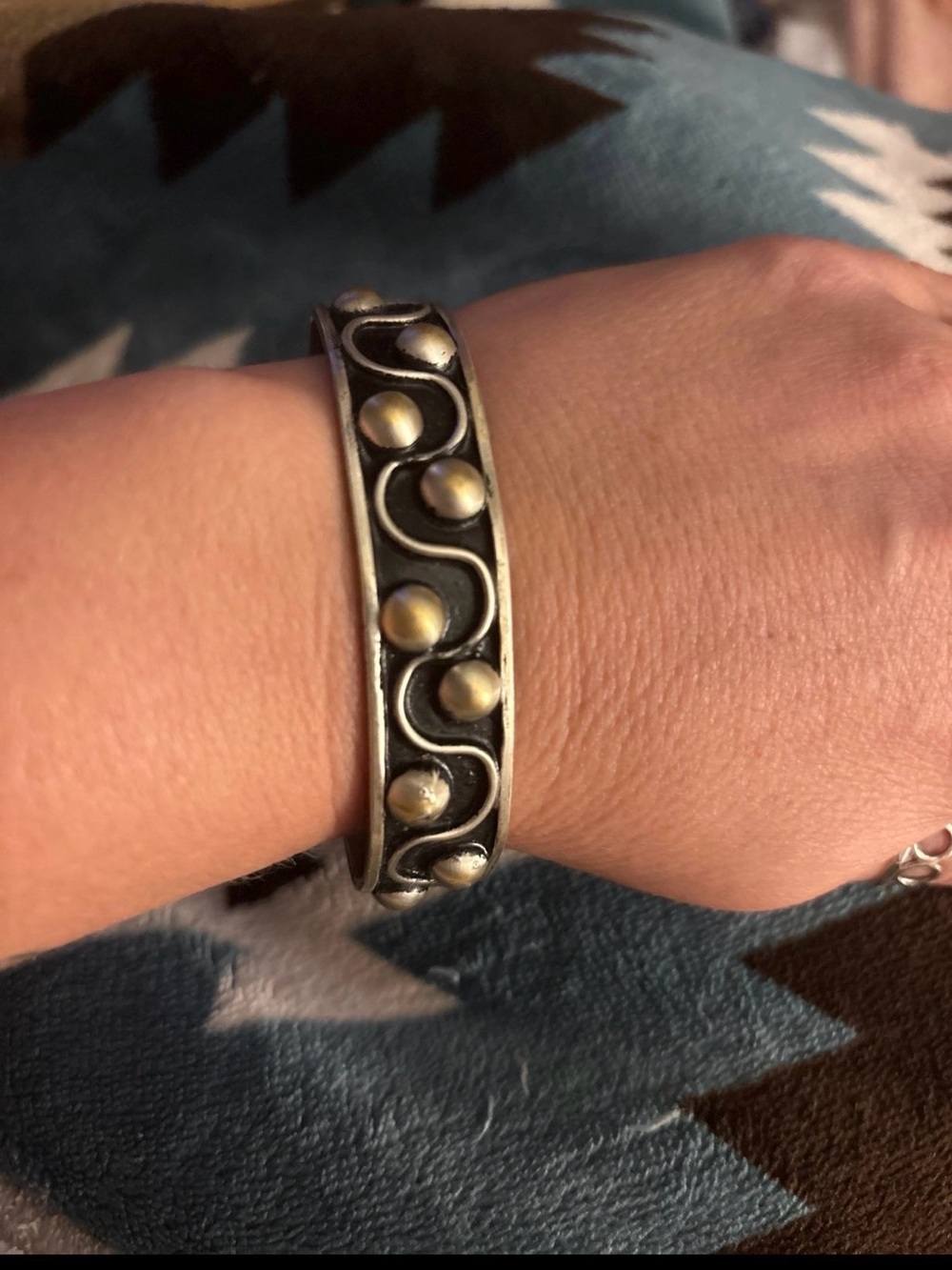 Sterling-Style Silver and Gold Accent Cuff Bracelet